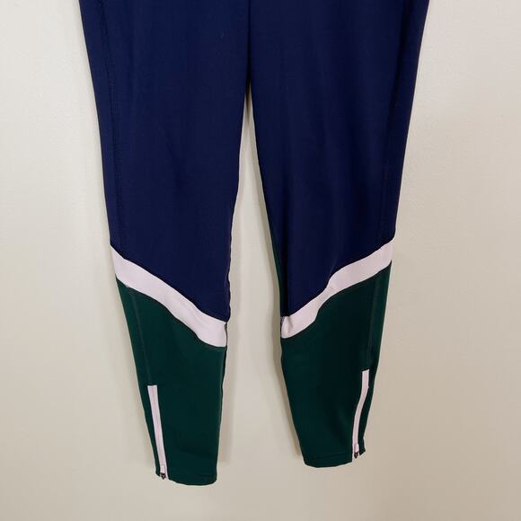 Old Navy Elevate Ankle Zip Colorblock Leggings Navy Blue Green Pink Small Womens - Picture 4 of 8